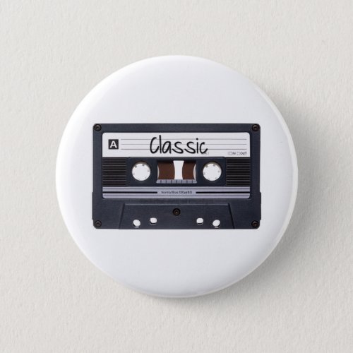 Classic Cassette Tape Button