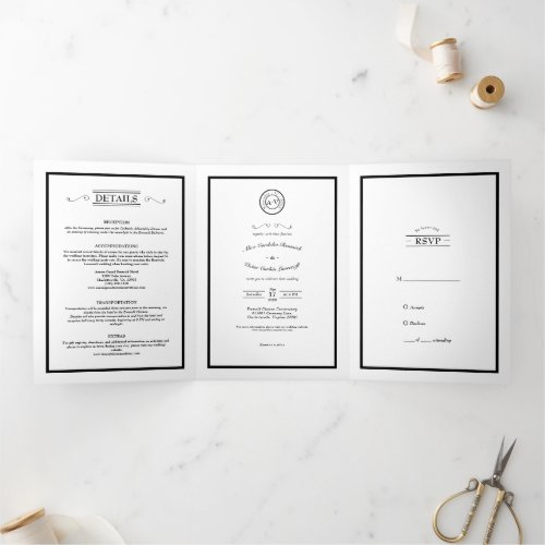 Classic Casual Wedding Trifold Letter