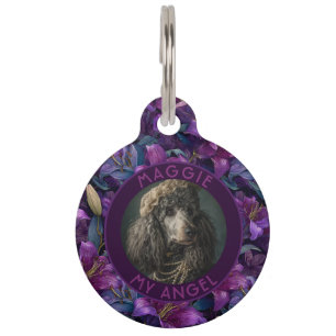 Classic Cat Dad Gift Lilies Pattern Pet ID Tag
