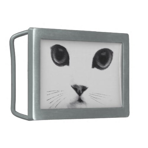 Classic Cat Face Black White Rectangular Belt Buckle