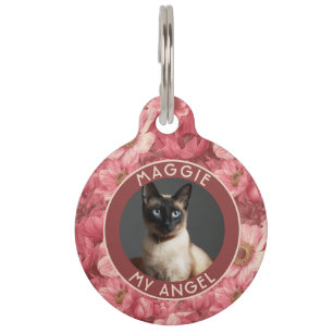 Classic Cat Lover Present Anemones Floral Pet ID Tag