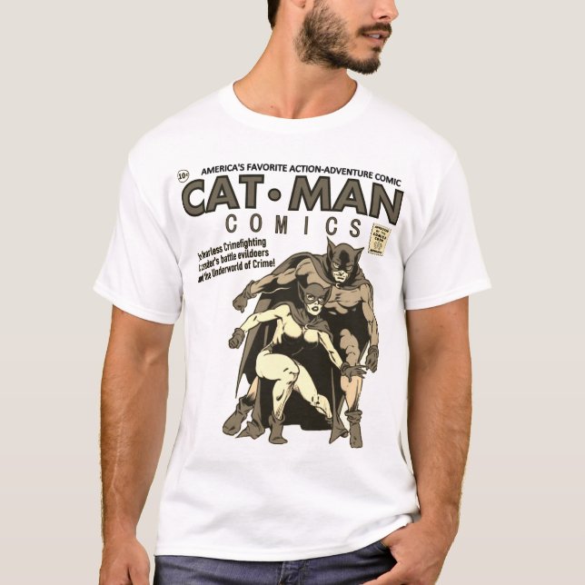 Classic Cat-Man Comics T-Shirt (Front)