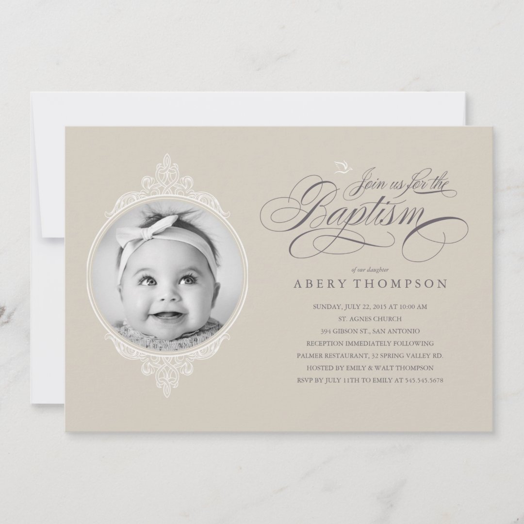 Classic Catholic Baptism Photo Invitations Zazzle