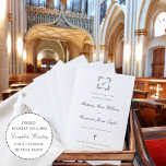 Classic Catholic Wedding Program - Full Mass<br><div class="desc">This simple, yet elegant, single page, folded Catholic wedding ceremony with full mass program booklet features your names printed in a beautiful, handwritten calligraphy script and a Christian cross on the front cover. The neutral, minimalist, black and white, typography design provides you with a text template for a traditional Catholic...</div>