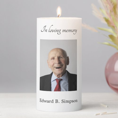 Classic Celebration of Life In Loving Memory Photo Pillar Candle