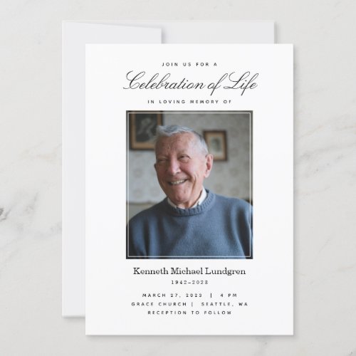 Classic Celebration of Life Invitation with Photo