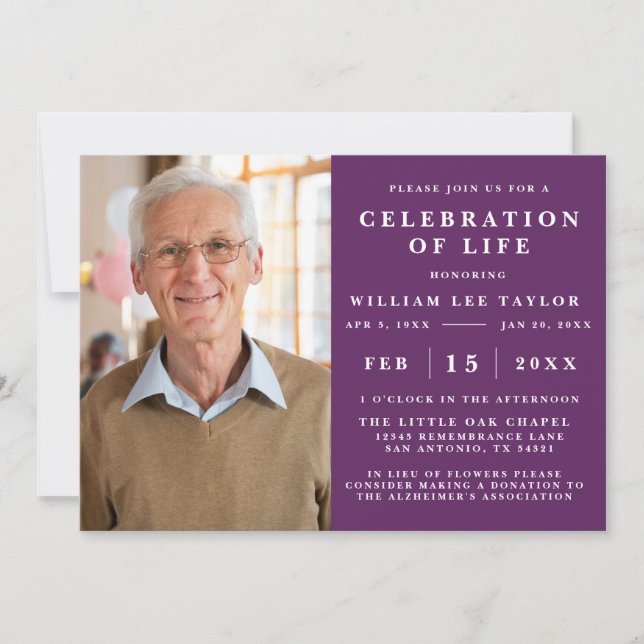 CLASSIC CELEBRATION OF LIFE MEMORIAL INVITATION (Front)