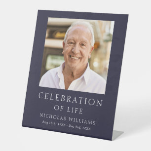 Classic Celebration of Life Photo Funeral Pedestal Sign