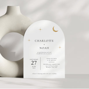 Classic Celestial Gold Moon Stars Arch Wedding Invitation