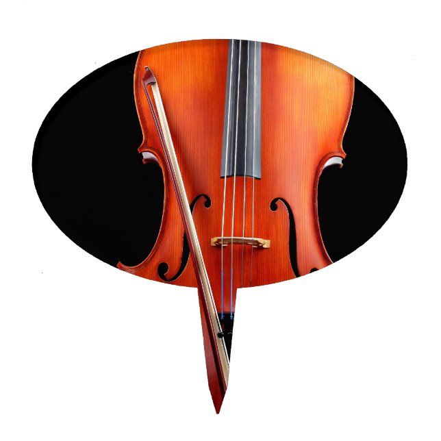 Classic cello on black cake topper (Front)