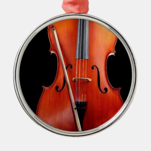 Classic cello on black metal ornament (Front)