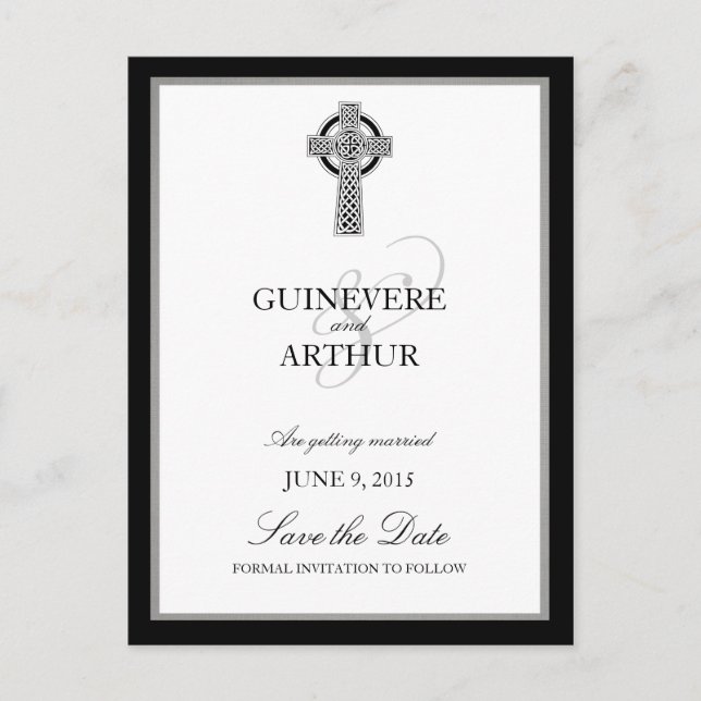 Classic Celtic Cross Wedding Save the Date Announcement Postcard (Front)