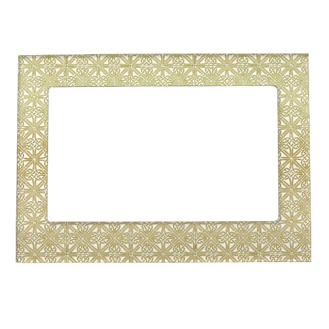 Classic Celtic Knot Wedding Gold & Green pattern Magnetic Frame (Front)