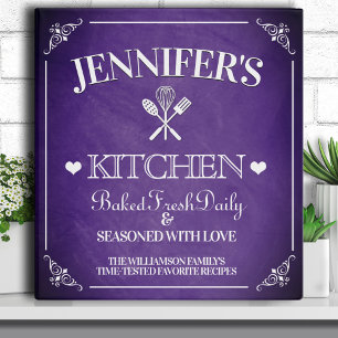 Classic Chalkboard Purple Custom Recipe Book 3 Ring Binder