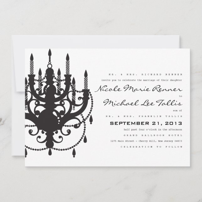 Classic Chandelier Wedding Invitation (Front)