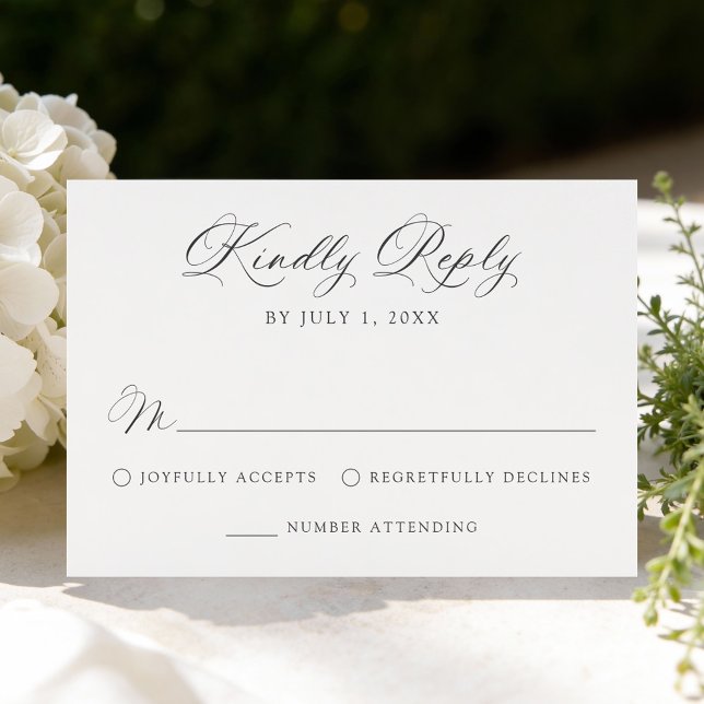 Classic Charcoal Calligraphy Wedding RSVP Card (Creator Uploaded)