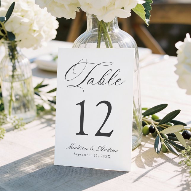 Classic Charcoal Calligraphy Wedding Table Number (Creator Uploaded)
