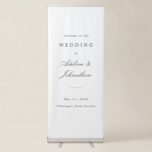 Classic Charcoal Gray and White Wedding Welcome Retractable Banner