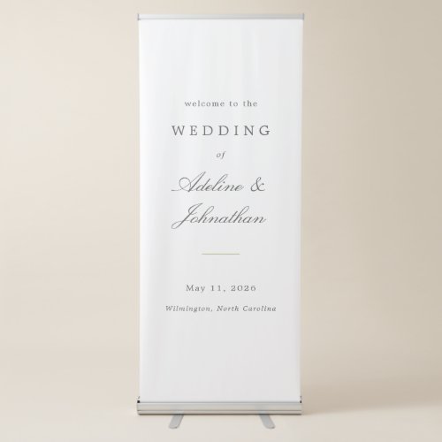 Classic Charcoal Gray and White Wedding Welcome Retractable Banner