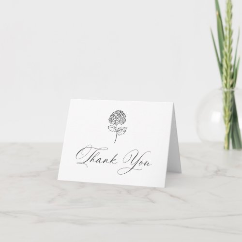 Classic Charcoal Hydrangea Photo Wedding Thank You Card