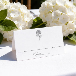 Classic Charcoal Hydrangea Wedding Place Card