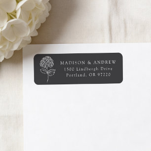 Classic Charcoal Hydrangea Wedding Return Address Label