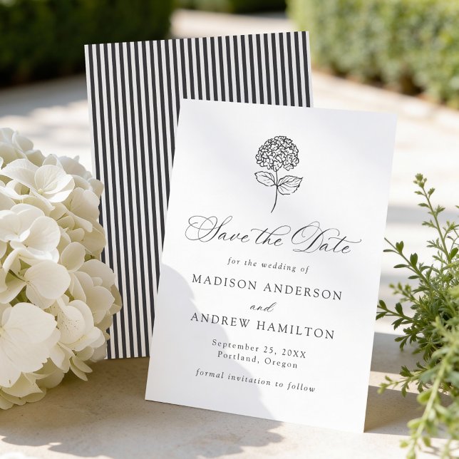 Classic Charcoal Hydrangea Wedding Save The Date (Creator Uploaded)