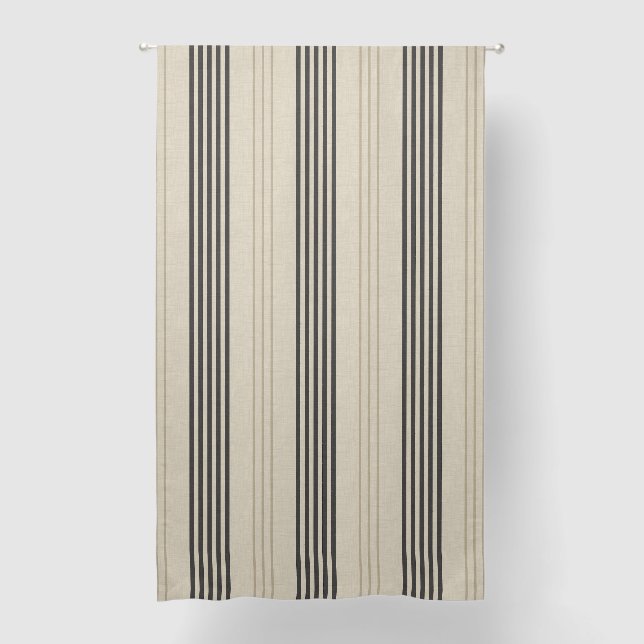 Classic Charcoal Ticking Stripe Pattern Blackout Curtains (Front)
