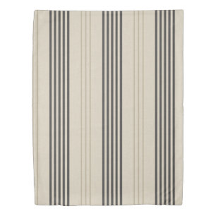 Classic Charcoal Ticking Stripe Pattern Duvet Cover