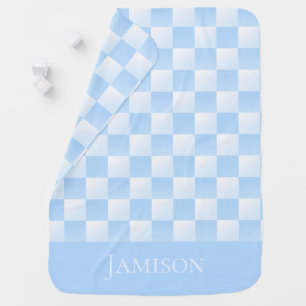 Classic Charming Blue And White Check Customizable Baby Blanket