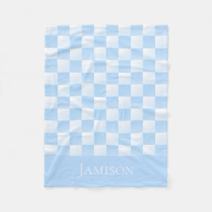 Classic Charming Blue And White Check Customizable Fleece Blanket
