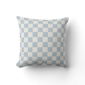 Classic Checker Checkerboard in blue and offwhite Throw Pillow