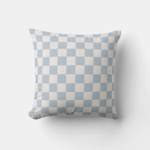 Classic Checker Checkerboard in blue and offwhite Throw Pillow