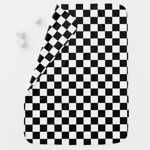 Classic Checkerboard Black White Pattern Baby Blanket