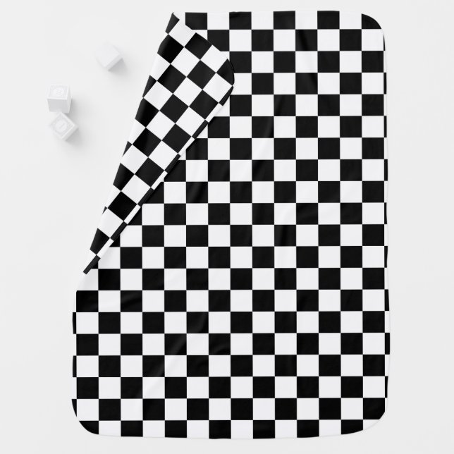 Classic Checkerboard Black White Pattern Baby Blanket (In Situ)