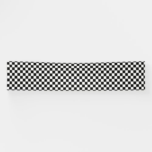 Classic Checkerboard Black White Pattern Banner