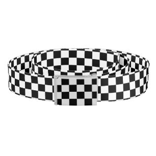 Classic Checkerboard Black White Pattern Belt