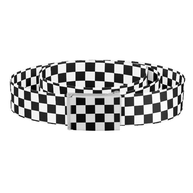 Classic Checkerboard Black White Pattern Belt (Coil)