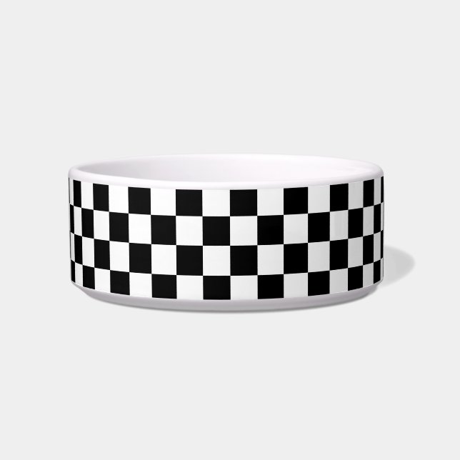Classic Checkerboard Black White Pattern Bowl (Front)