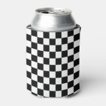 Classic Checkerboard Black White Pattern Can Cooler