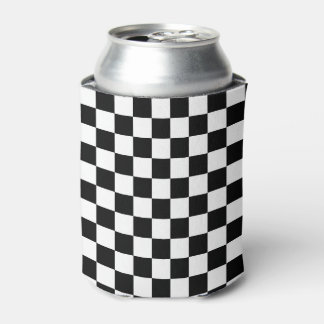 Classic Checkerboard Black White Pattern Can Cooler