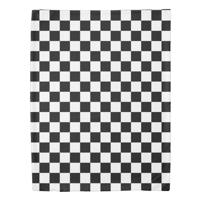 Classic Checkerboard Black White Pattern Duvet Cover (Front)