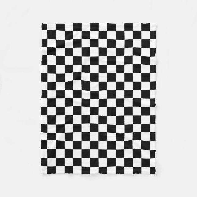 Classic Checkerboard Black White Pattern Fleece Blanket (Front)