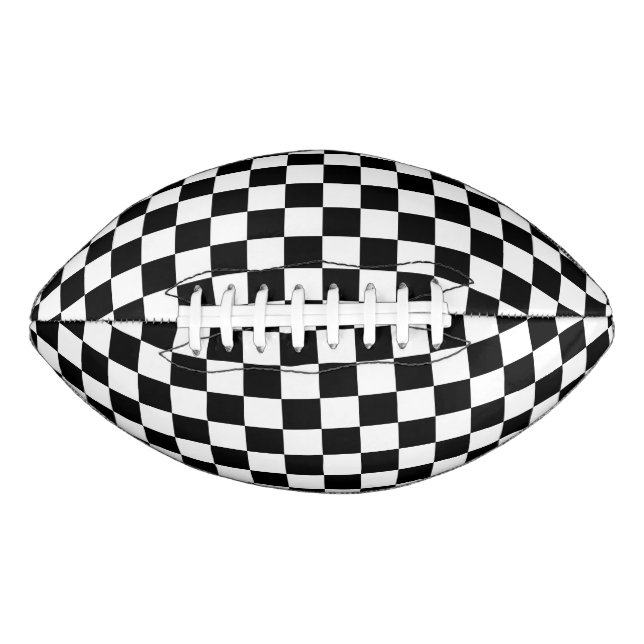 Classic Checkerboard Black White Pattern Football (Front)