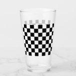 Classic Checkerboard Black White Pattern Glass
