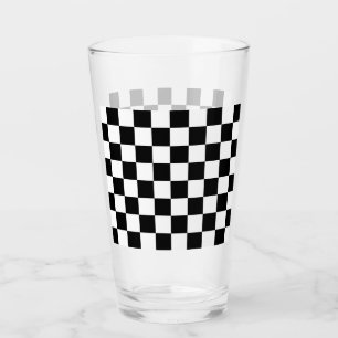 Classic Checkerboard Black White Pattern Glass