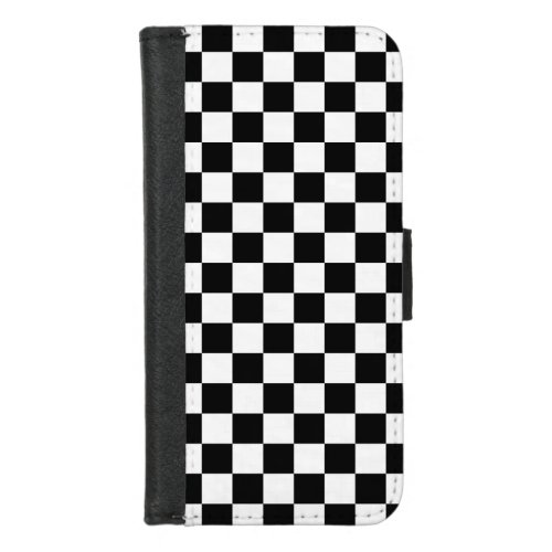 Classic Checkerboard Black White Pattern iPhone 87 Wallet Case