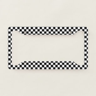 Classic Checkerboard Black White Pattern License Plate Frame