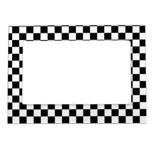 Classic Checkerboard Black White Pattern Magnetic Frame