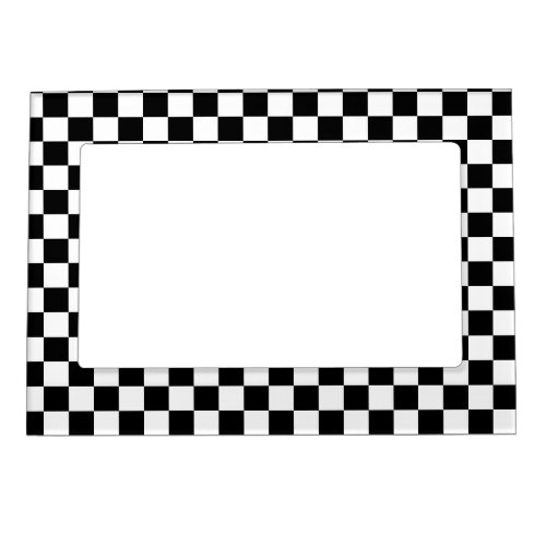 Classic Checkerboard Black White Pattern Magnetic Frame